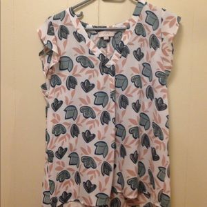 LOFT Print Flutter Sleeve Top